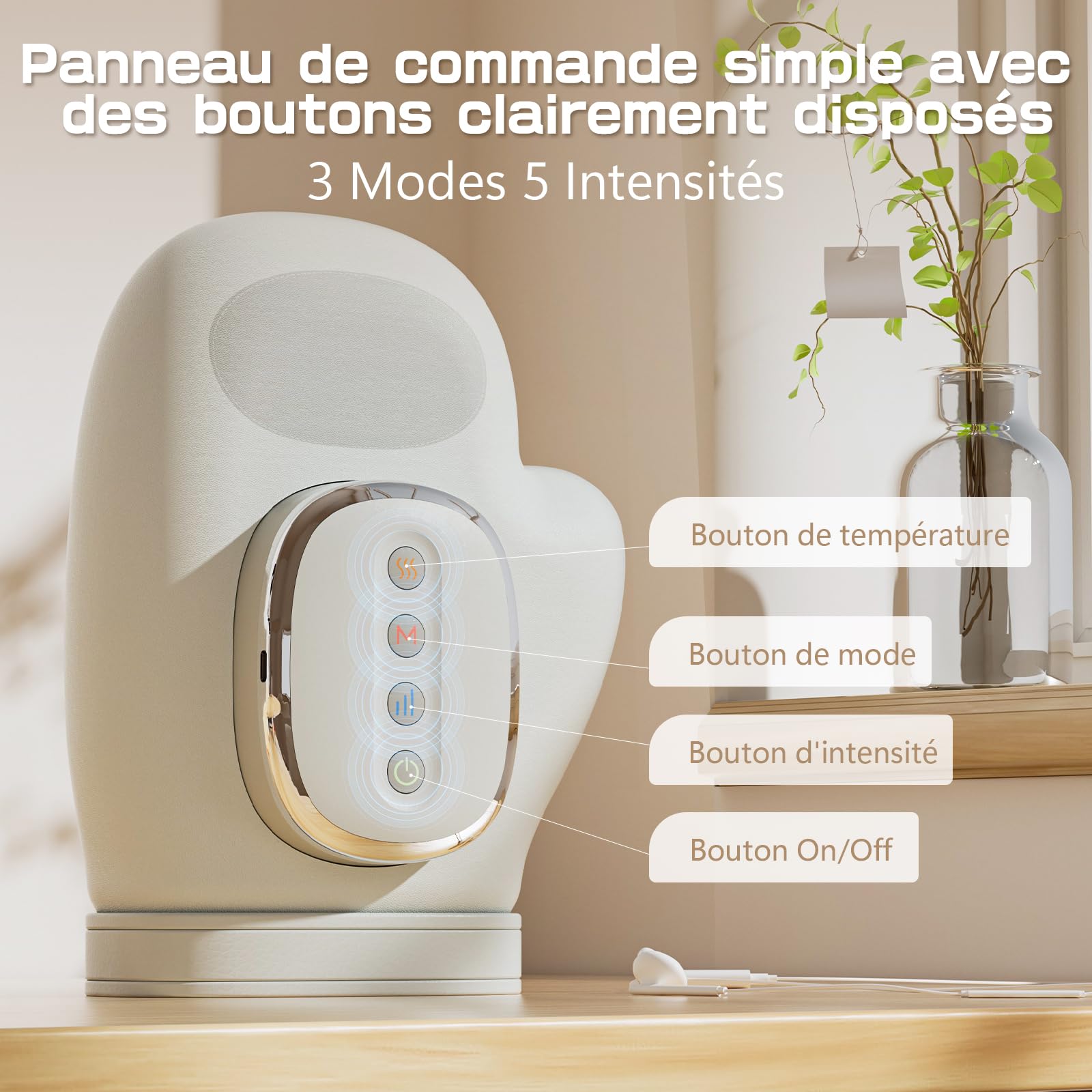 Masseur Électrique pour les Mains, Chauffage et Fonction de Pression Airbag, 3 Modes, 5 Intensités, Cadeau pour les Hommes et les Femmes, Soulage la Fatigue des Mains