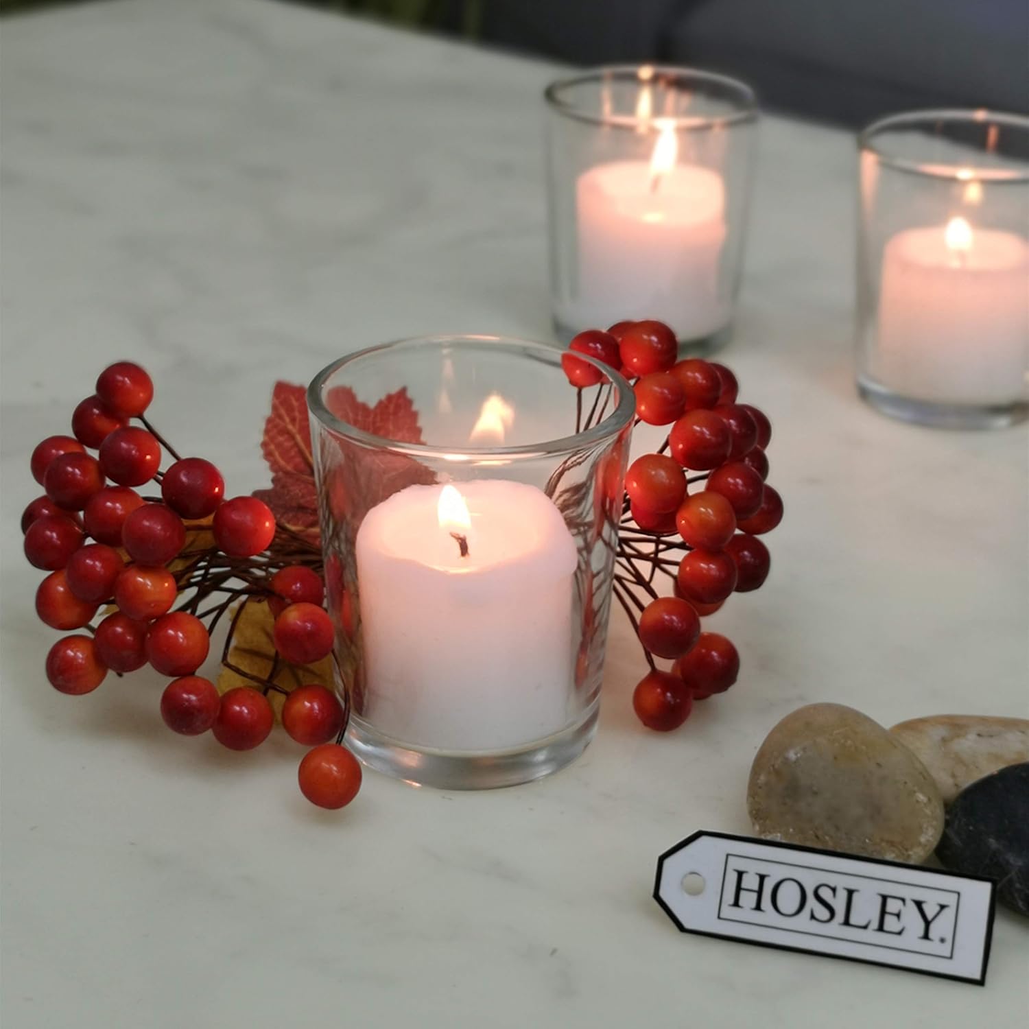Hosley's Set of 144 Unscented White Votive Candles & Hosley Set of 12 Votive/Tealight Holders