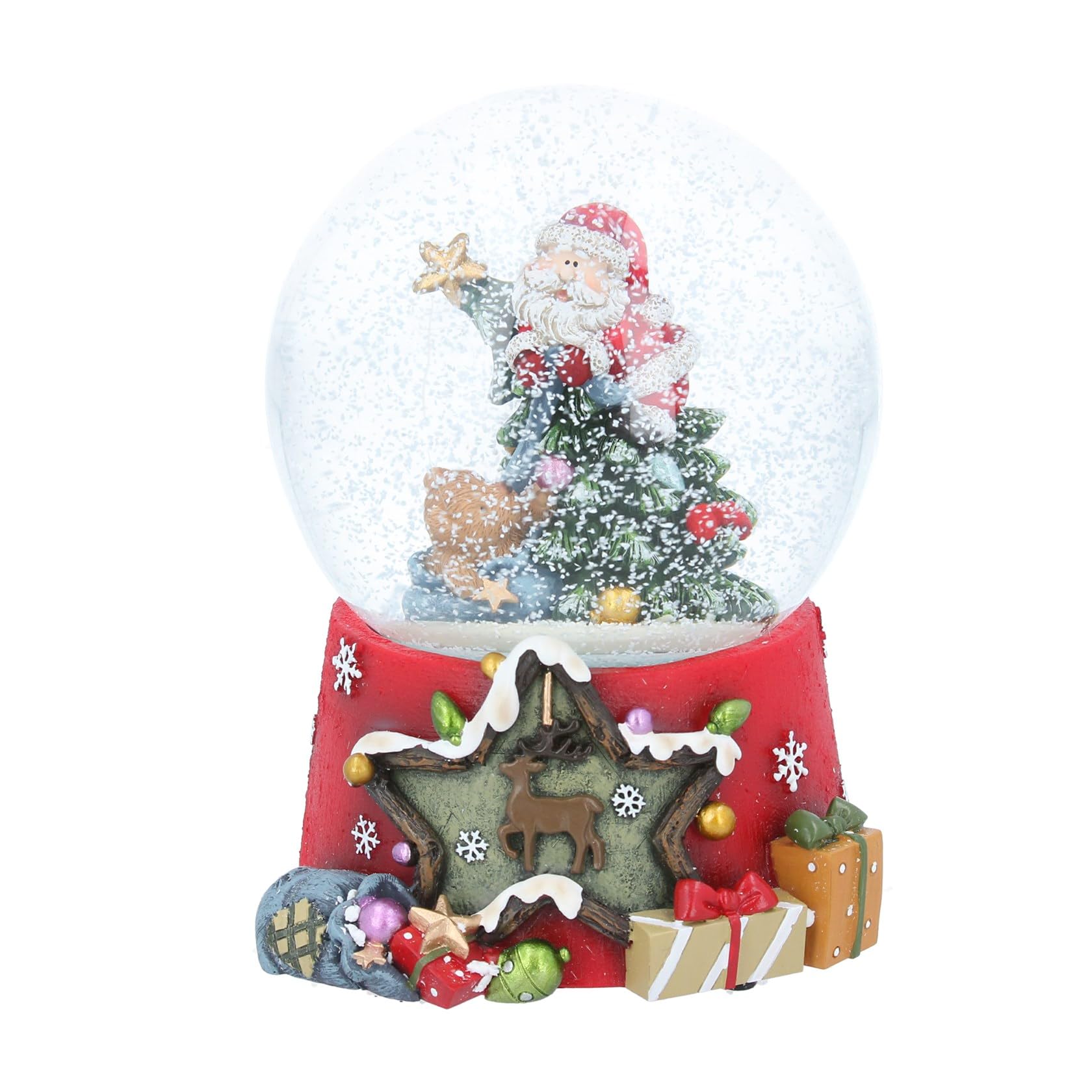 Gisela Graham Santa on Christmas Tree Musical Traditional Snow Globe Decoration