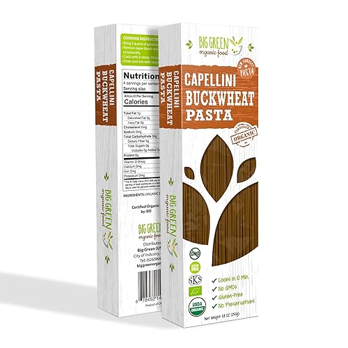 Miniatura 3 de Big Green Organic Food- Organic Buckwheat Capellini, 8.8oz, 100% buckwheat, Gluten-Free, Non-GMO (1 Pack)