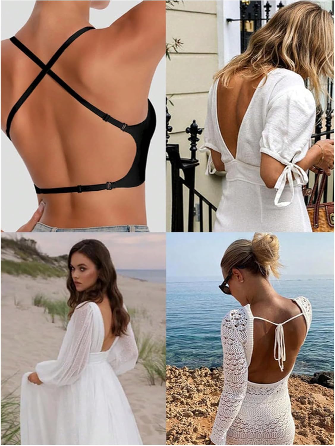 SweatyRocks Women's Seamless Backless Bra Wireless Multiway Convertible Halter Bras V Neck Bralettes - Image 4