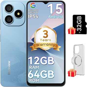 Blackview WAVE 9C Smart Android Phone,4G Sim-Free & Unlocked Mobile Phones, 12GB+64GB/2TB, Android 15 Phone 13MP+8MP AI Camera, 5000mAh/10W, Fingerprint/Eye Comfort Mode, 5G WiFi/GPS/OTG Smartphone | Android 15 Phone