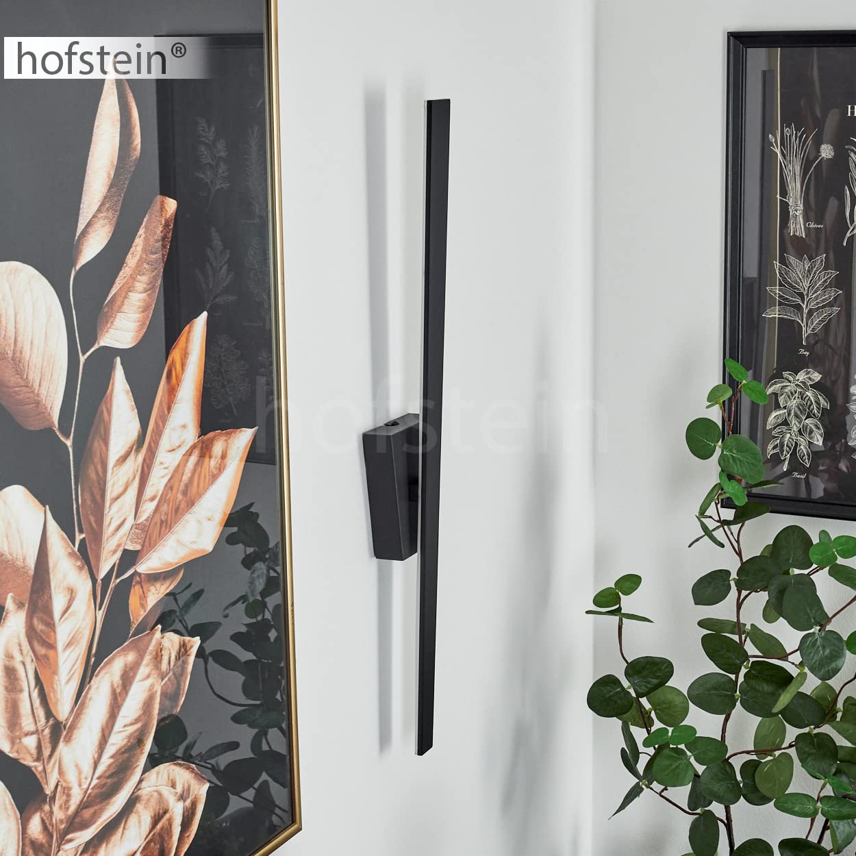 HOFSTEIN LED Wandleuchte Meels, moderne Wandlampe aus Metall/Kunststoff in Schwarz/Weiß, 480 Lumen, 3000 Kelvin, 6 Watt, Wandspot mit An-/Ausschalter und Lichteffekt, Wohnzimmer, Esszimmer, Flur