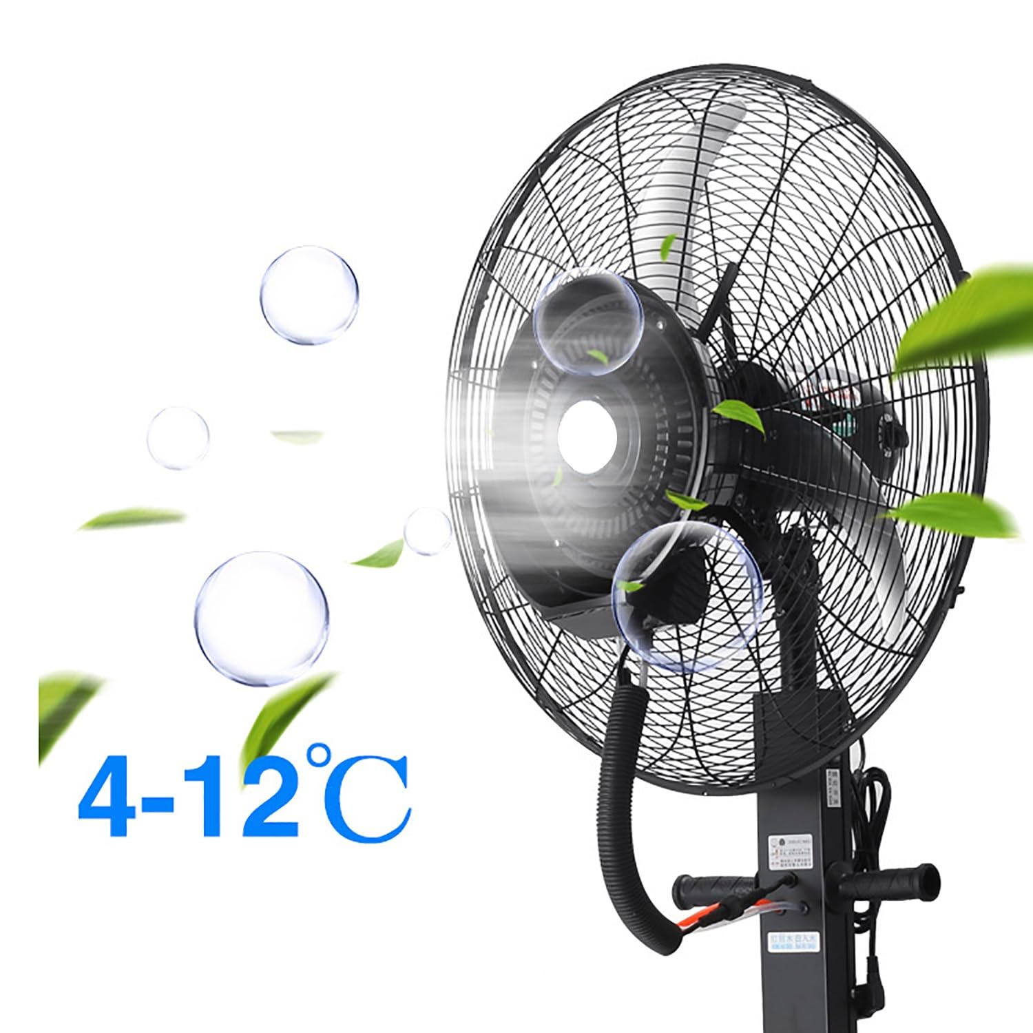 Ventilatore nebulizzatore da Esterno, Ventilatore a piantana oscillante con 3 velocità, Serbatoio da 42 Litri per Uso Industriale, 650 mm (26 Pollici), Ideale per Raffreddare e umidificare g