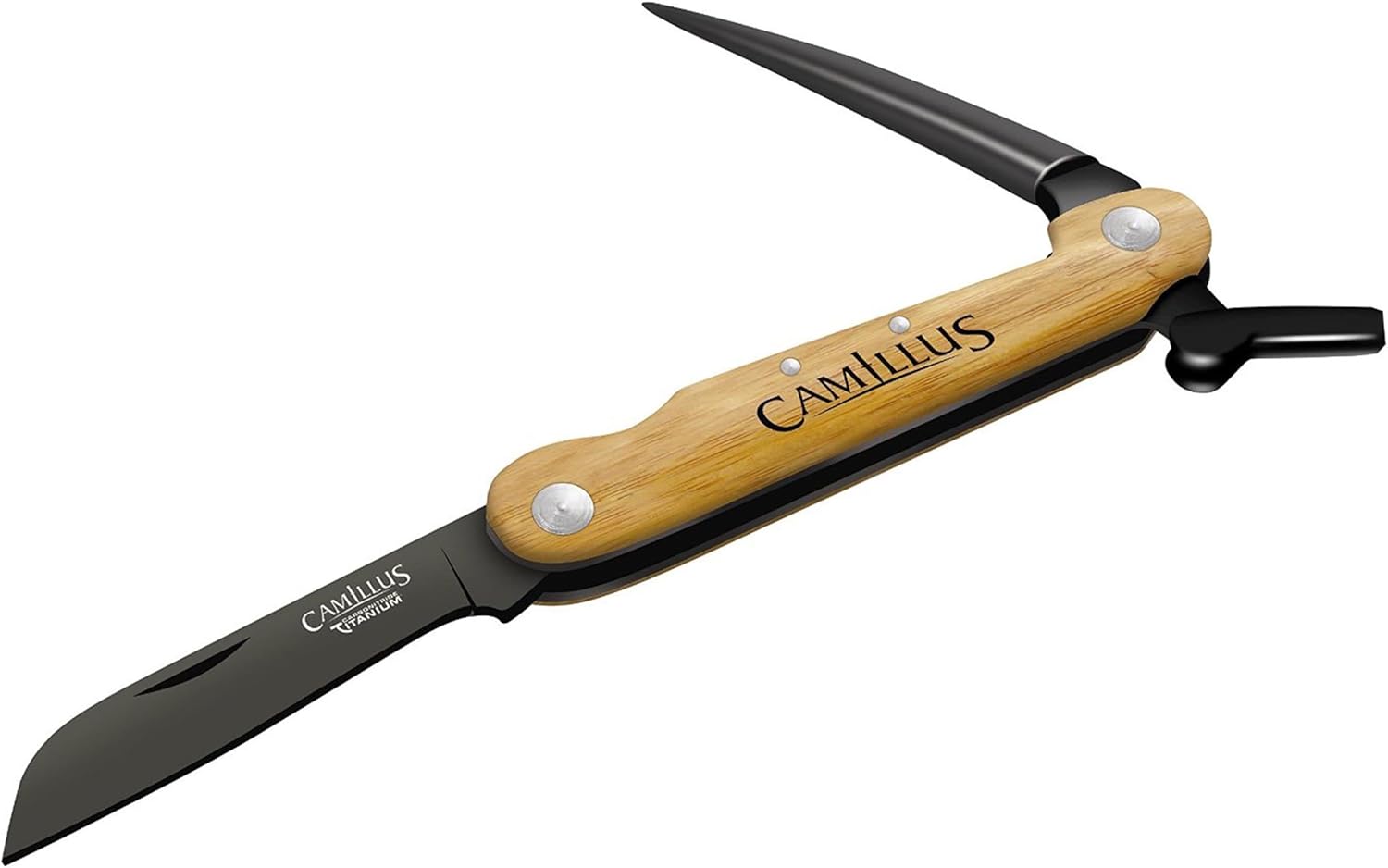 Camillus 7.5” Folder W/Marlin Spike Knife/Bamboo Handle/CARBONITRIDE Titanium™ / AUS-8
