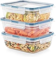Snapware Total Solution 3-Pack 8.5-Cup Leakproof Airtight Food Storage Containers, BPA-Free Locking Lids, Microwave Dishwasher Freezer Safe