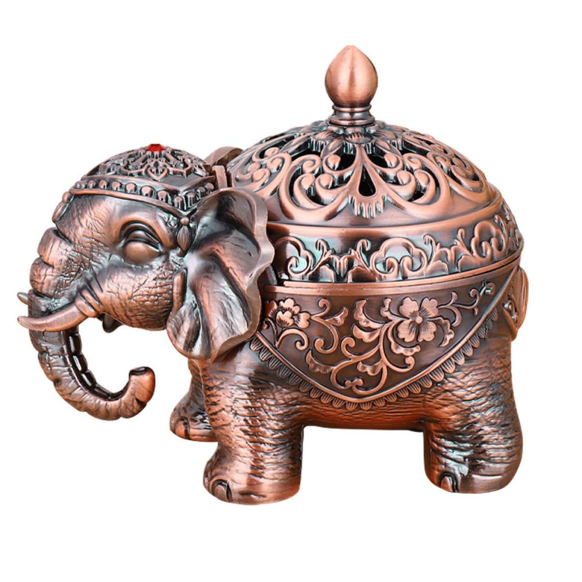 Housoutil Dekoratives Räuchergefäß Elefant Vintage Weihrauchhalter aus Premium Sandelholz Geeignet für Meditation und Entspannung zu Hause und Büro Retro Stil Rostfrei