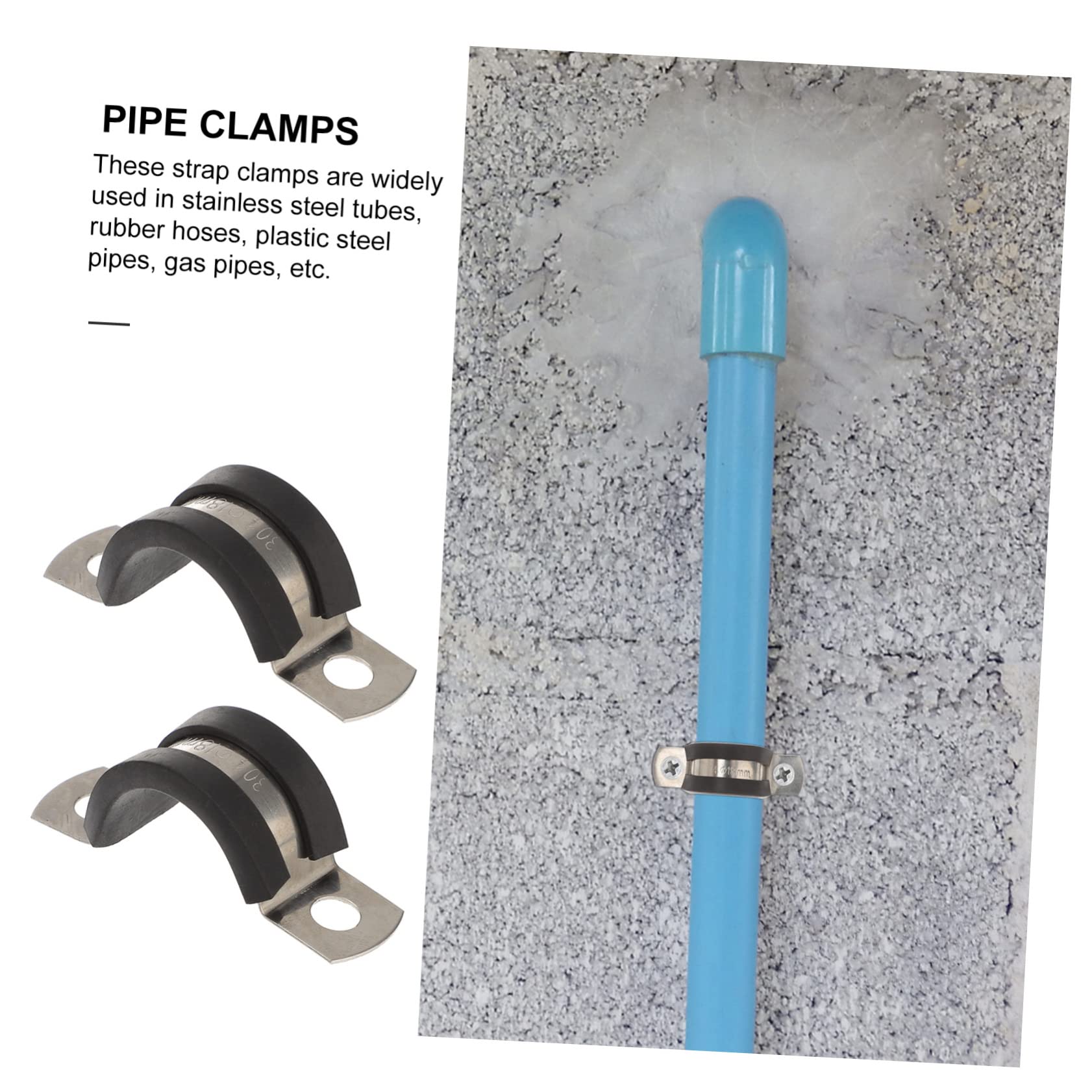 Mipcase 15pcs U-clamps for Cable Management Stainless Steel Clamp for Square Tube Wire Anti-slip Rubber Pad Easy Installation