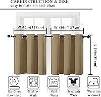 Vista 328 de Simplebrand Juego de 2 paneles de cenefa aguamarina para ventana de cocina de 14 pulgadas de largo, cortinas de oscurecimiento de habitación