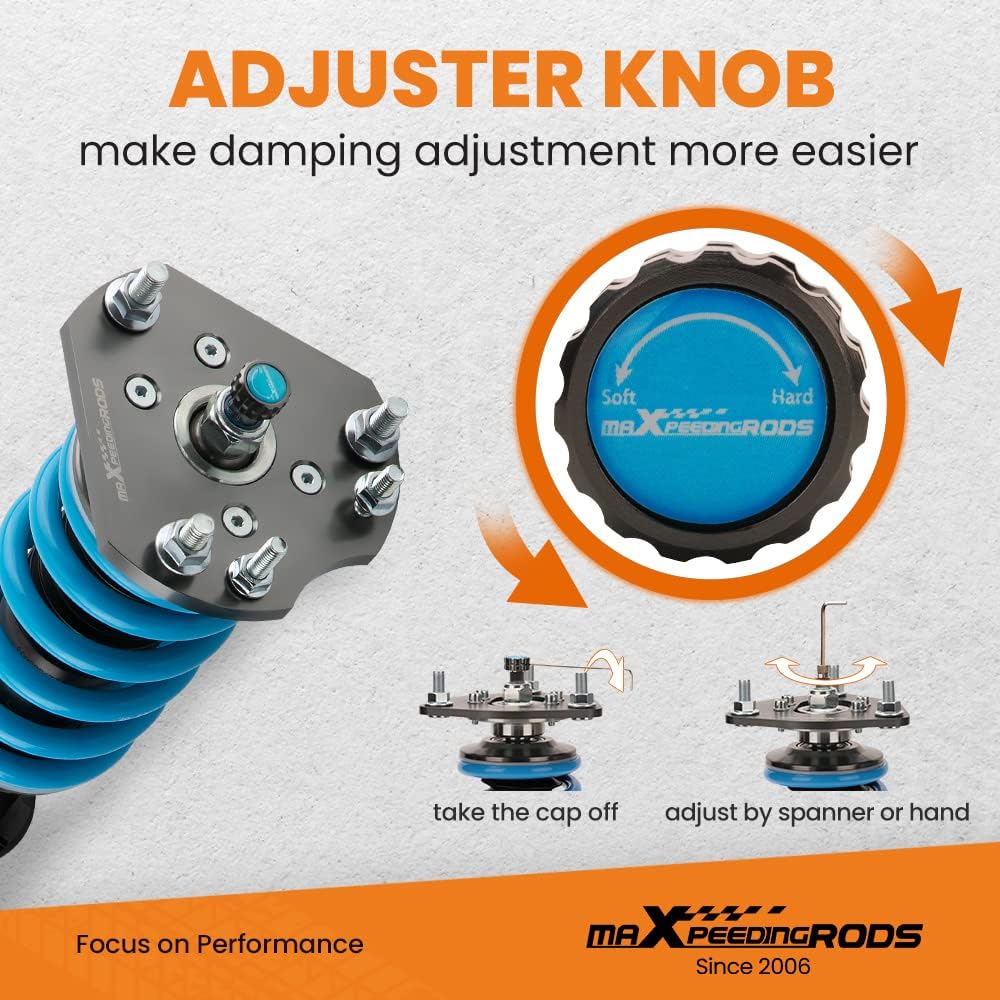 maXpeedingrods Coilover for Honda Prelude 1992-2000, 24 Levels Damper Adjustable Coilovers Suspension Kit Struts, Height Adjustable Shock Absorber, T6 Upgraded Lowering Kits Blue