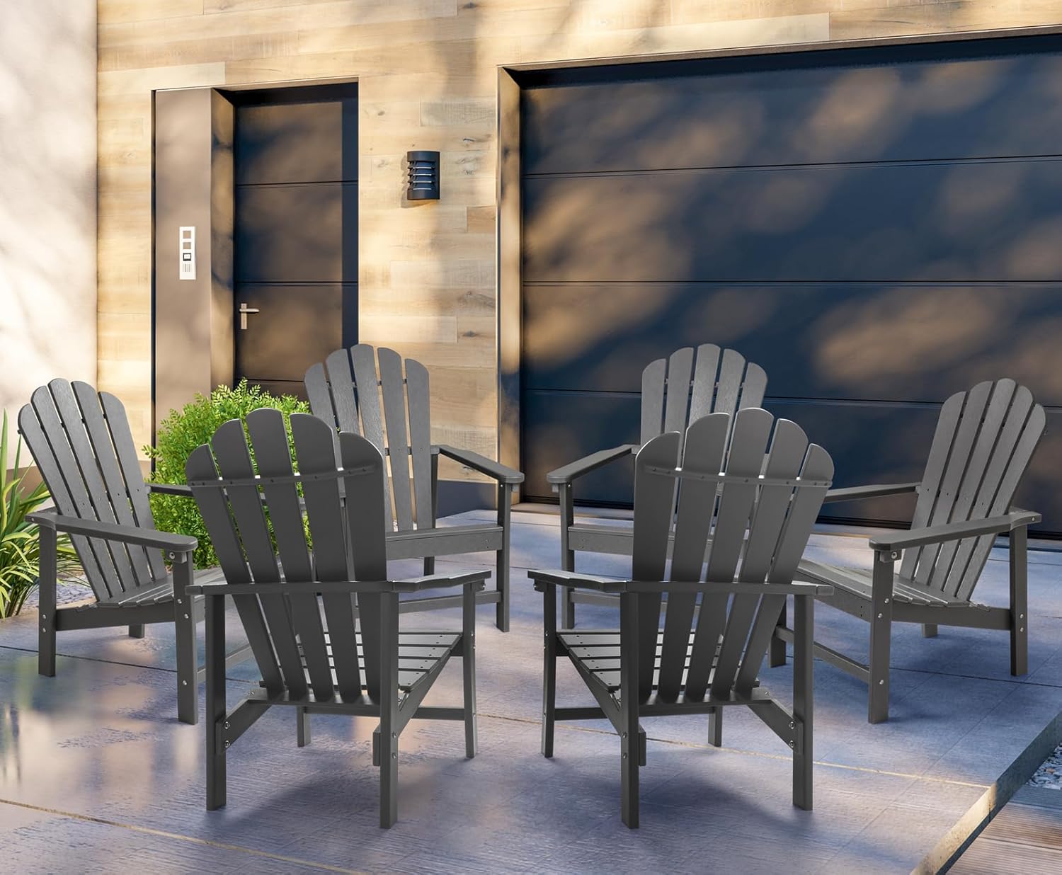 Stackable Adirondack Chairs Set of 6, Space Saving HDPE All-Weather Fire Pit Chair with Cover for Outdoor Lawn Porch Deck