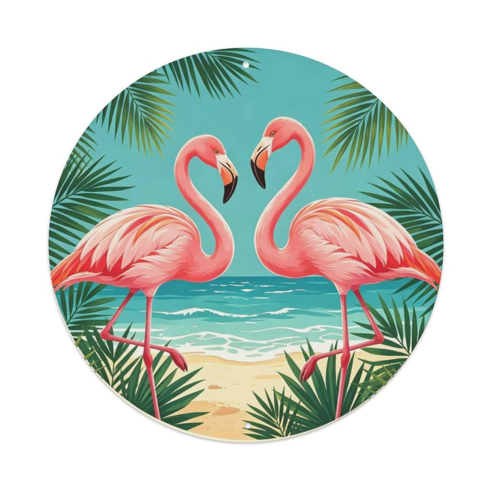 Tropical Flamingo Paradise Metal Tin Sign Plaque