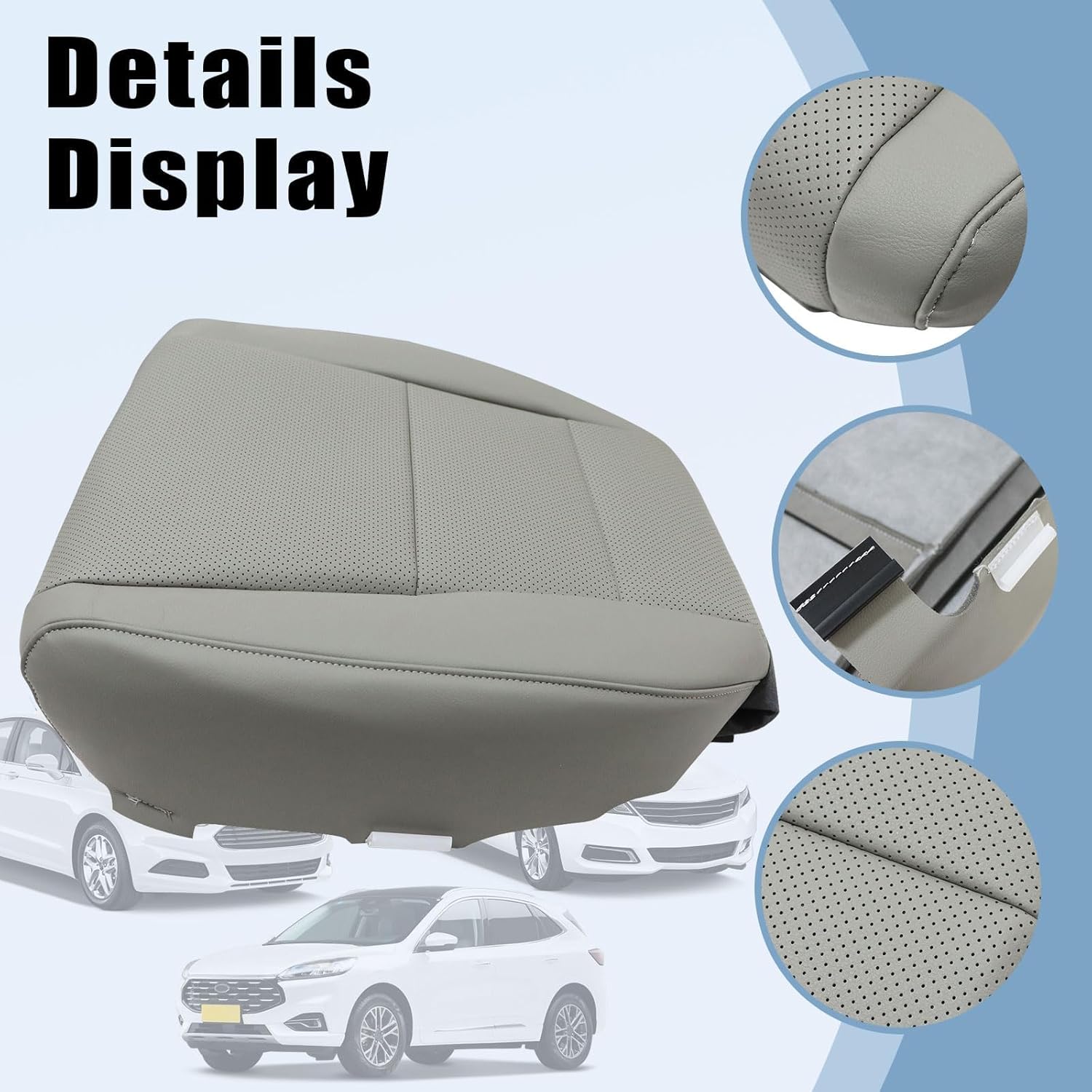 SecosAutoparts Driver & Passenger Side Bottom & Top Lean Back Replacement Leather Perforated Seat Covers Gray Compatible with Acura TSX 2009 2010 2011 2012 2013 2014