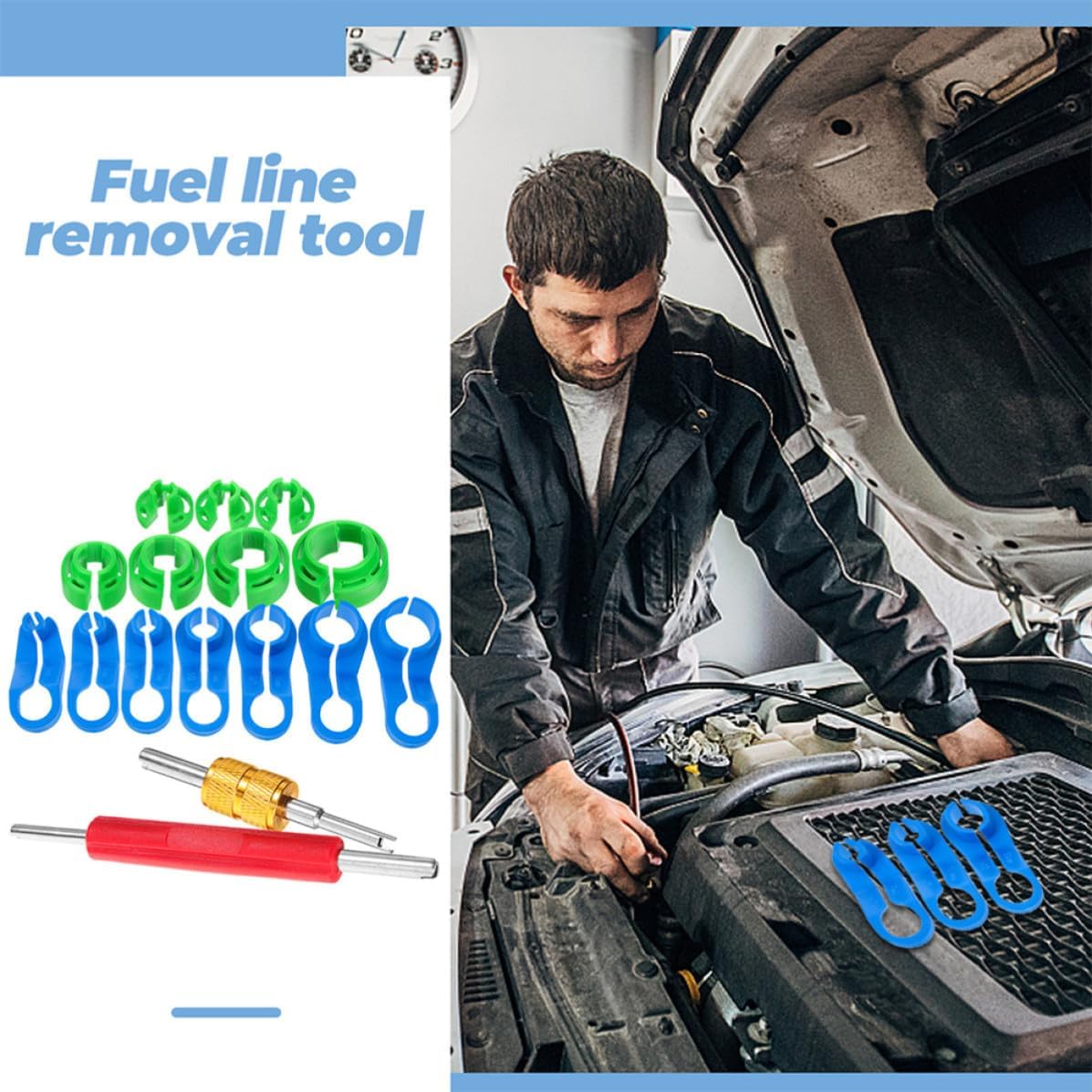 Abaodam 2 Sets Line Quick Disconnect Tools Kit for Automotive Fuel and Ac Lines, Plastic and Metal Material, Versatile Design for Fast and Convenient Repair Tasks