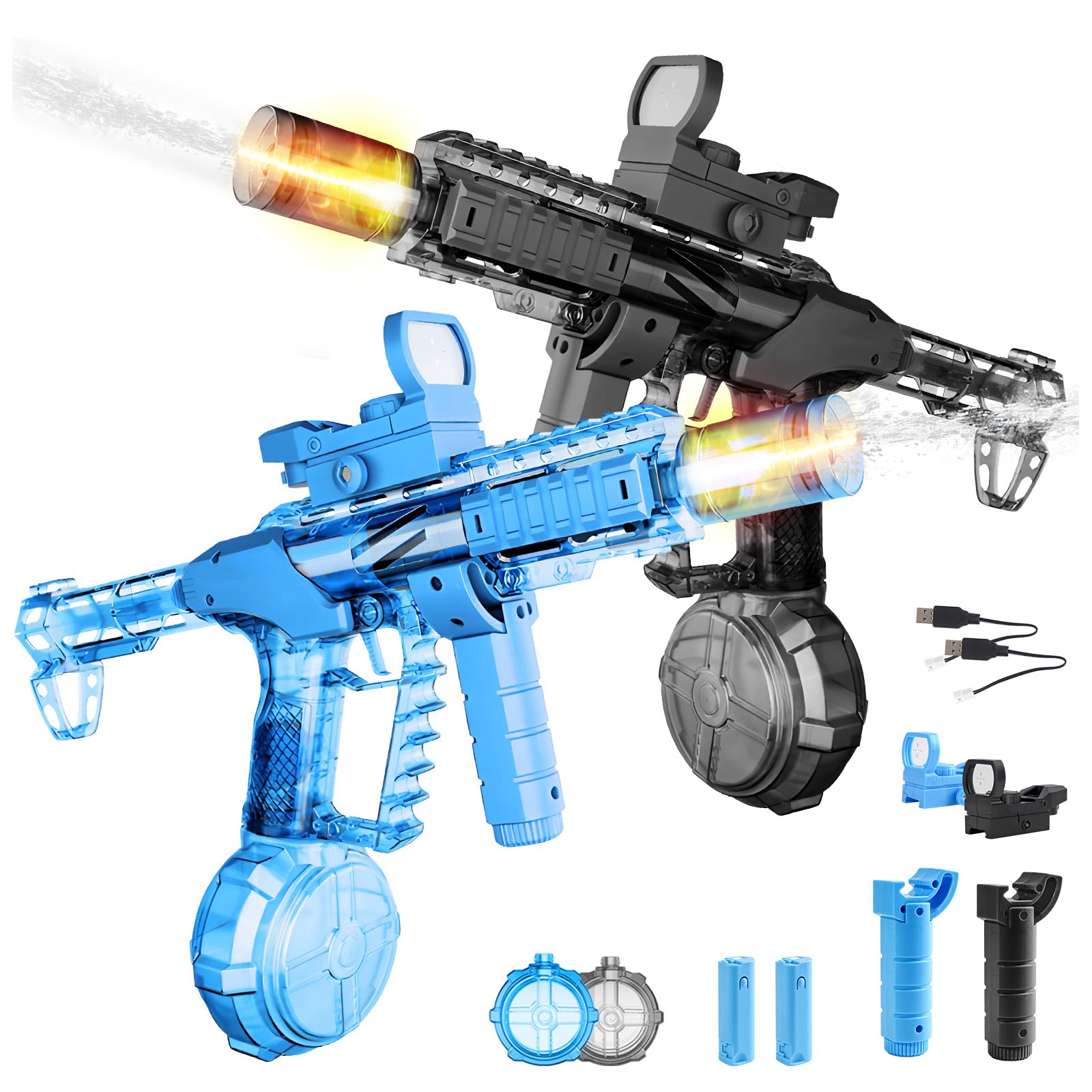 2PCS Electric Water Gun,Long Range Motorized Water Guns,Automatic Squirt Watergun Pistol with Led Lights,Electric Water Gun Large Capacity,Summer Outdoor Pool Beach Party Toys For Boys Girls & Adults