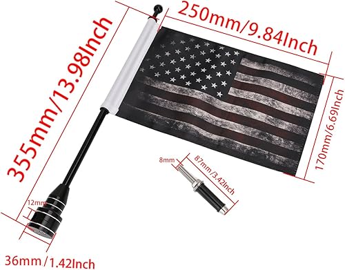 Miniatura 9 de Espear Motorcycles - Soporte para bandera estadounidense y ejército de Estados Unidos, soporte para mástil de bandera de 12 para Harley Davidson