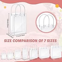 Vista 3 de LEIFIDE 50 bolsas de regalo de plástico transparente con asas, de PVC, reutilizables, transparentes, bolsas para dulces, escuela, fiesta