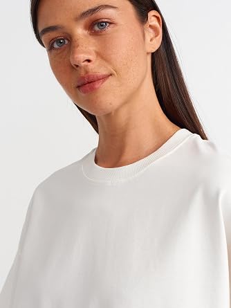 DILVIN Kadın Basic T-Shirt Bisiklet Yaka Kısa Kol Günlük Pamuklu Örme