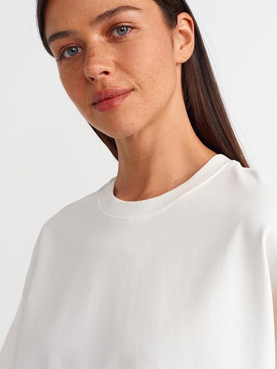 DILVIN Kadın Basic T-Shirt Bisiklet Yaka Kısa Kol Günlük Pamuklu Örme