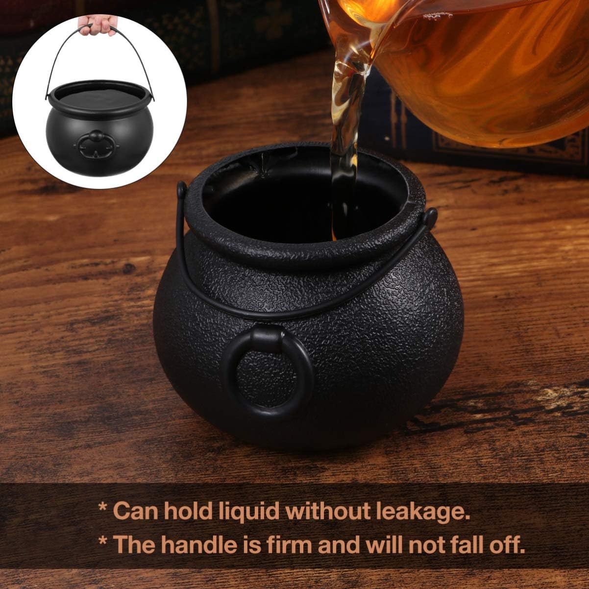 jojofuny 9pcs Halloween Black Cauldron Kettle, Mini Candy Bucket Novelty Cauldron Kettles Goody Pot for Halloween Party Decoration Supplies image 3
