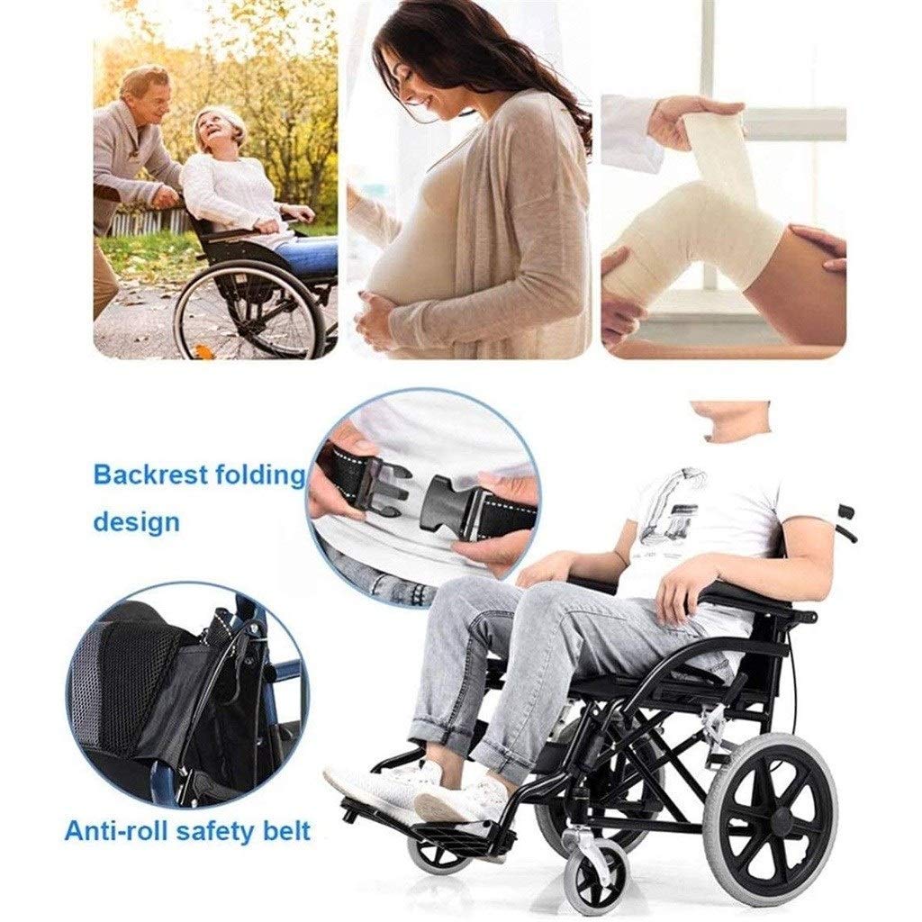 MU Silla de Ruedas Plegable, Camarero Ligero Y Portátil Ajustable Empuje de Los Apoyabrazos de Seguridad Doble Freno Scooter/Inicio