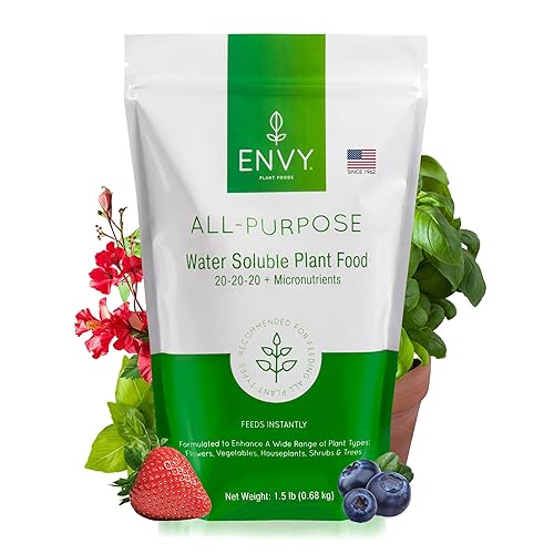 Miniatura 9 de ENVY Alimento vegetal multiusos de grado profesional (20-20-20) 100% soluble en agua, en bolsa resellable con cuchara medidora (3 libras)