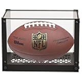 Acrylic Football Display Case, Clear Storage Case Box with Metal Mesh Base for Football Sport Memorabilia Ball Holder Stand -MK810A