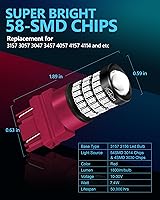 Vista 2 de Yorkim Bombilla LED 3157 Roja 3157 Bombilla LED de freno y luces traseras 3157 Luces de freno intermitentes con Proyector 3056 3156 3057 4057 4157