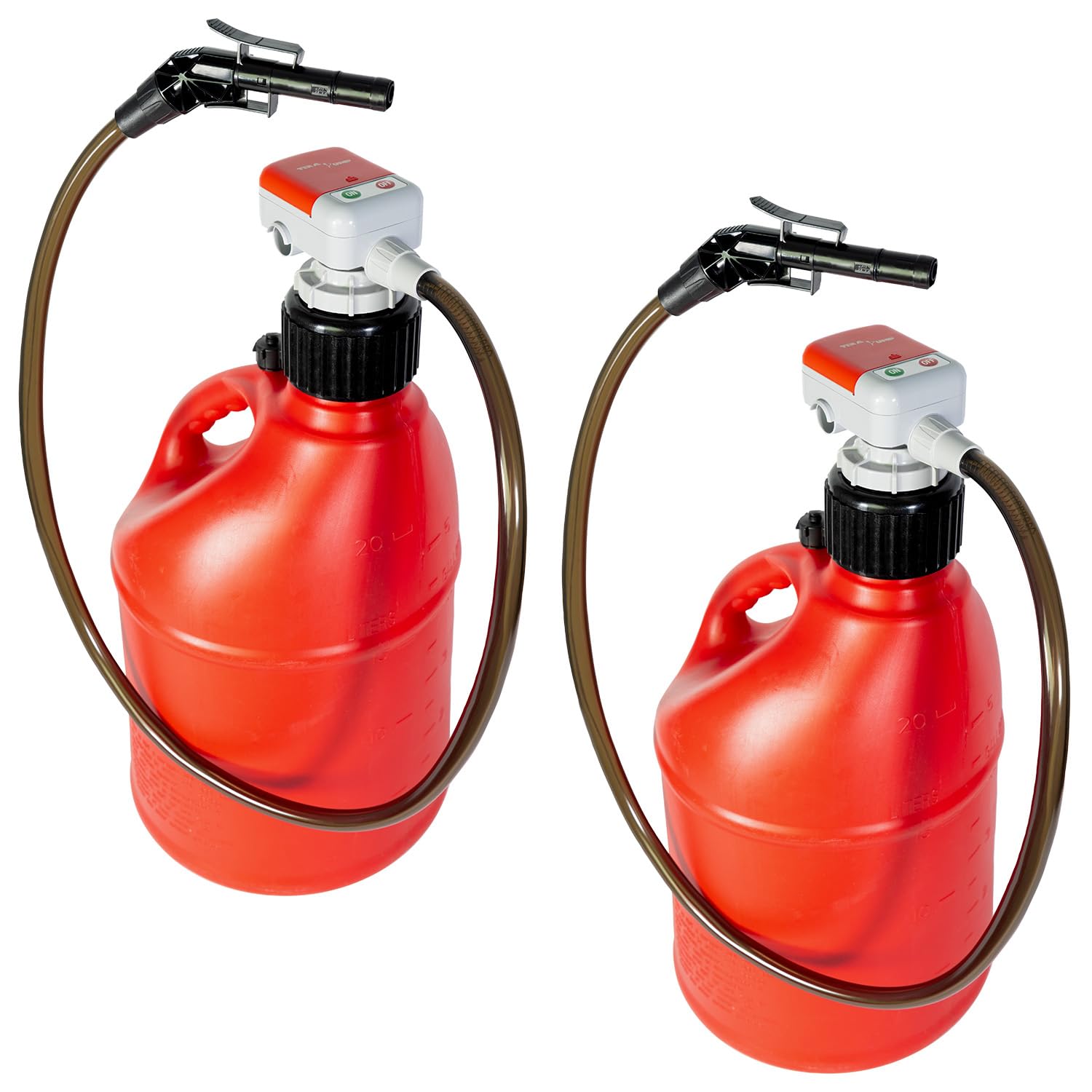 (Two Pack) 2nd Gen AA Battery Powered Fuel Cell Transfer Pump XL Gas Pump, 51 inch Vinyl Hose, fits most Racing Cans (VP FLO-FAST Summit Mr. Gasket LC LC2 Scribner Utility)