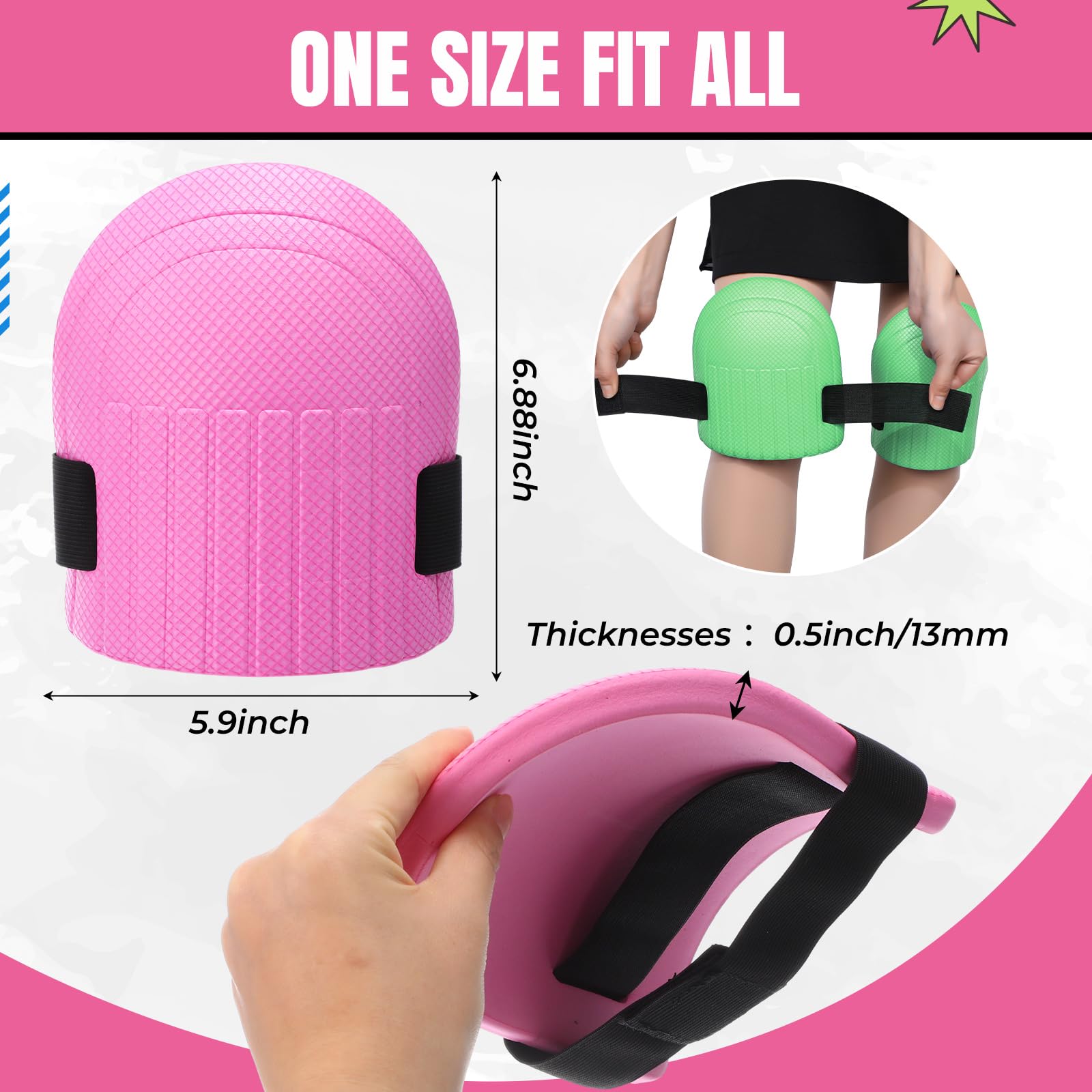 WinnerWhy Rodilleras de jardinería para mujeres y hombres, rodilleras de espuma impermeables ligeras para jardinería y tareas domésticas, rodilleras para jardinería con correas ajustables de velcro
