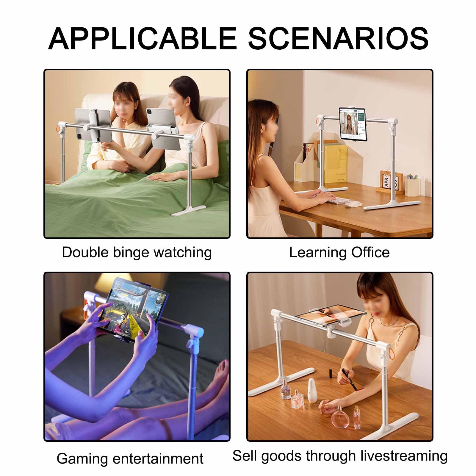 Soporte de teléfono para Cama, Doble Uso Tablet Soporte de Teléfono Celular, Ajustable Altura Y áNgulo, Soporte Para Libros Para Lectura, para Ver Películas Vídeo Fotograf(Size:teléfono móvil+tableta)