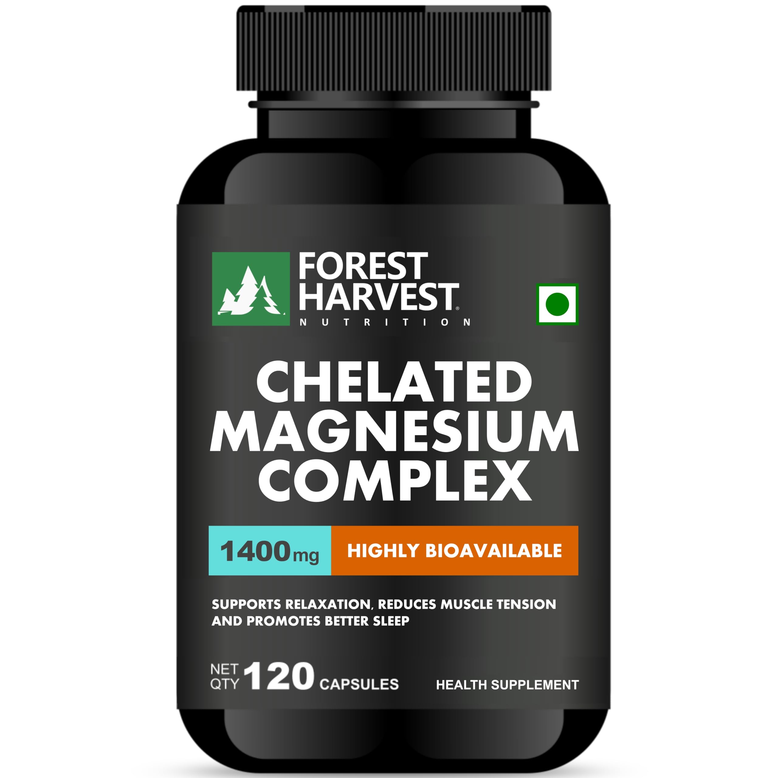 Forest Harvest Chelated Magnesium Complex | Magnesium Glycinate, Citrate & Oxide Blend | 120 Veg Capsules | WHO-GMP, HACCP & ISO Certified | Non-GMO-picture-16