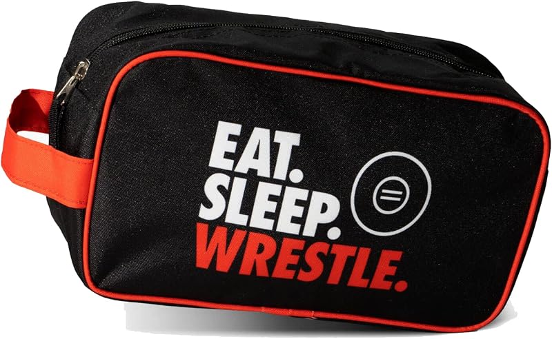 Necessaire ChalkTalkSPORTS para viagem, modelo Eat Sleep Wrestle, preta e vermelha