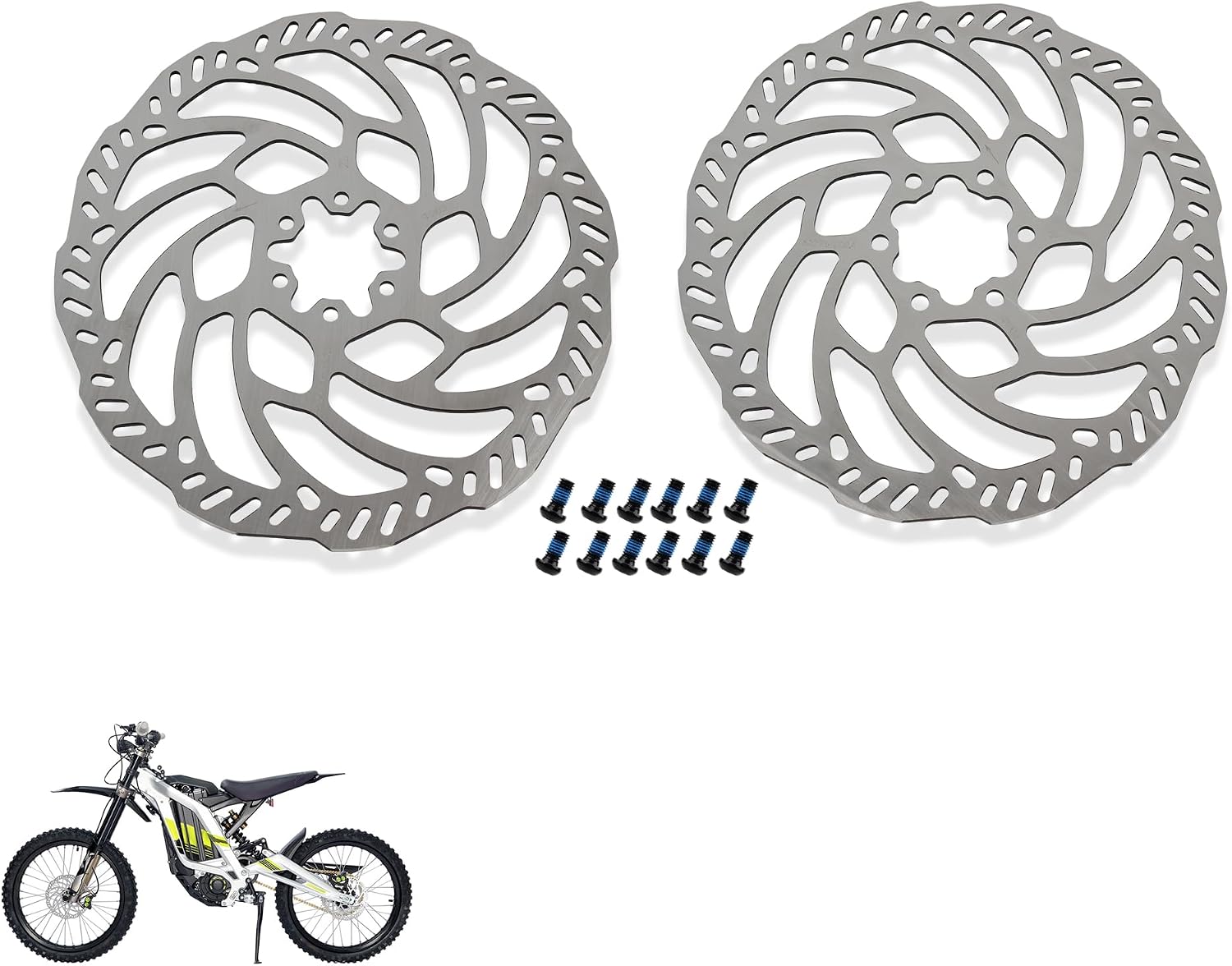 Rear Brake Disc Rotor 203mm Thickening Brake Pads Replacement for Surron Sur Ron Light Bee Segway X/S/X160/X260 Electric Dirt Pit Bike