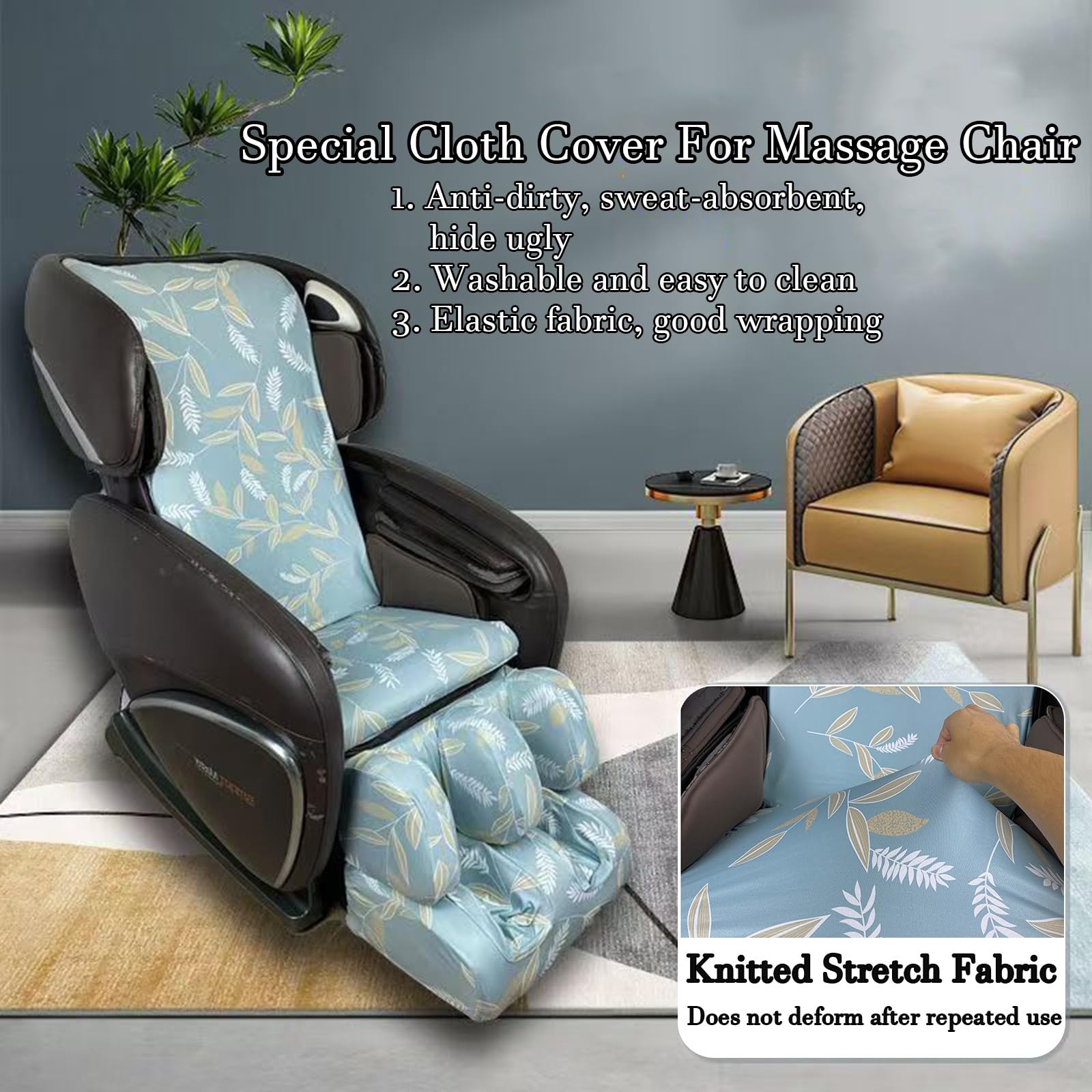 Massage Chair Cover,Full Body Shiatsu Massage Chair Cover Zero Gravity Chair Dust Cover Portable Massage Chair Cover Slip Protector Stretch Removable Shield(Green)