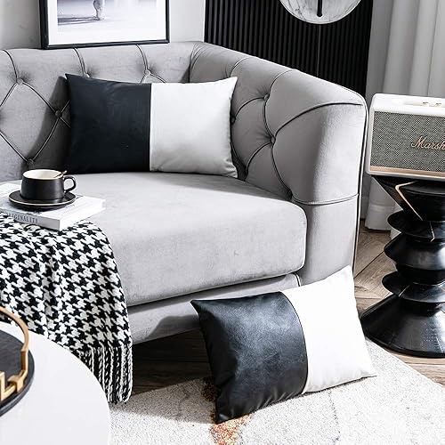 Miniatura 3 de DEZENE - Juego de 2 fundas de almohada de piel sintética