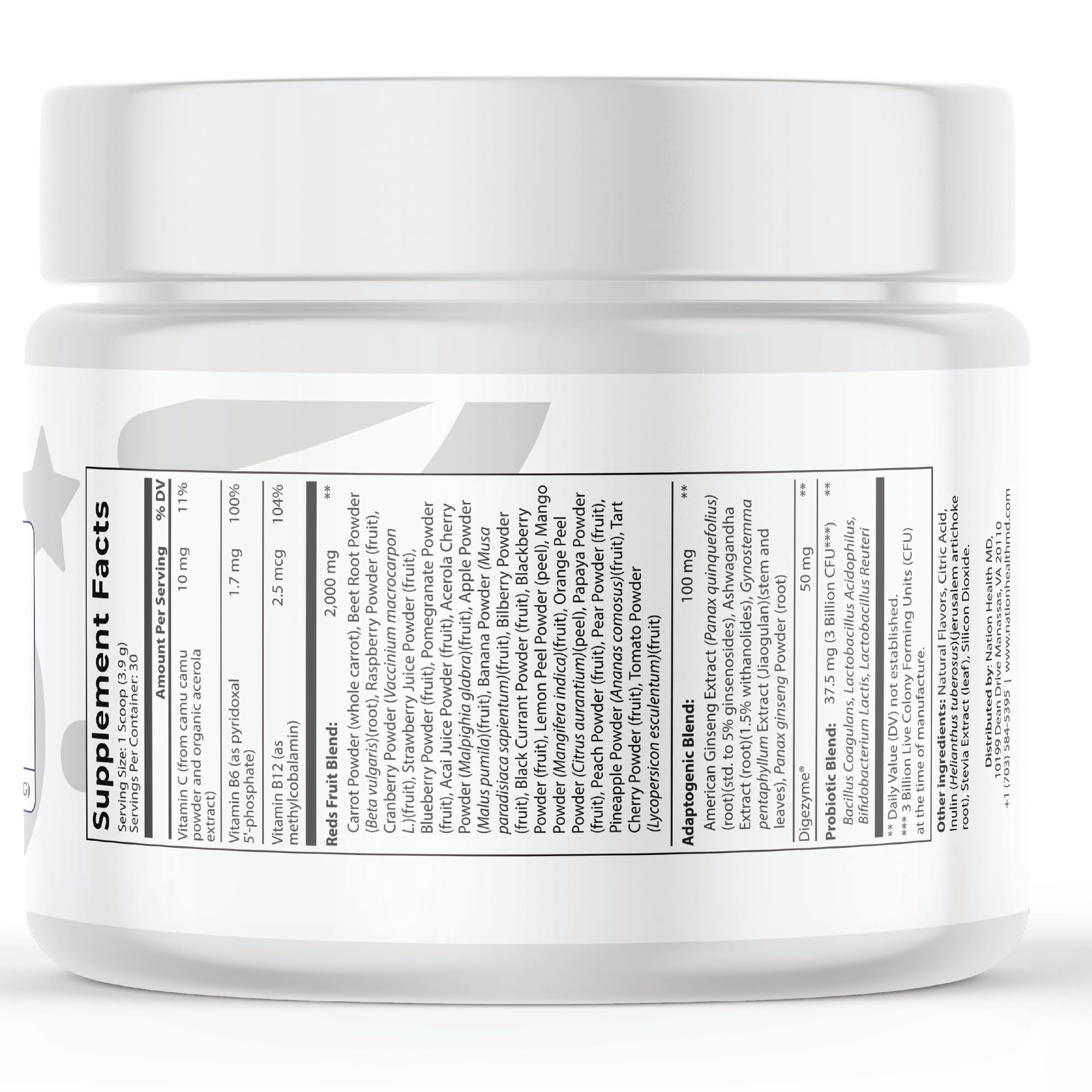 Super Reds Powder with Probiotics & Digestive Enzymes - Red Superfood Powder for Energy, Metabolism & Gut Health - Antioxidant Fruit & Adaptogen Blend, Red Berry, 30 Servings — Amazon image 2