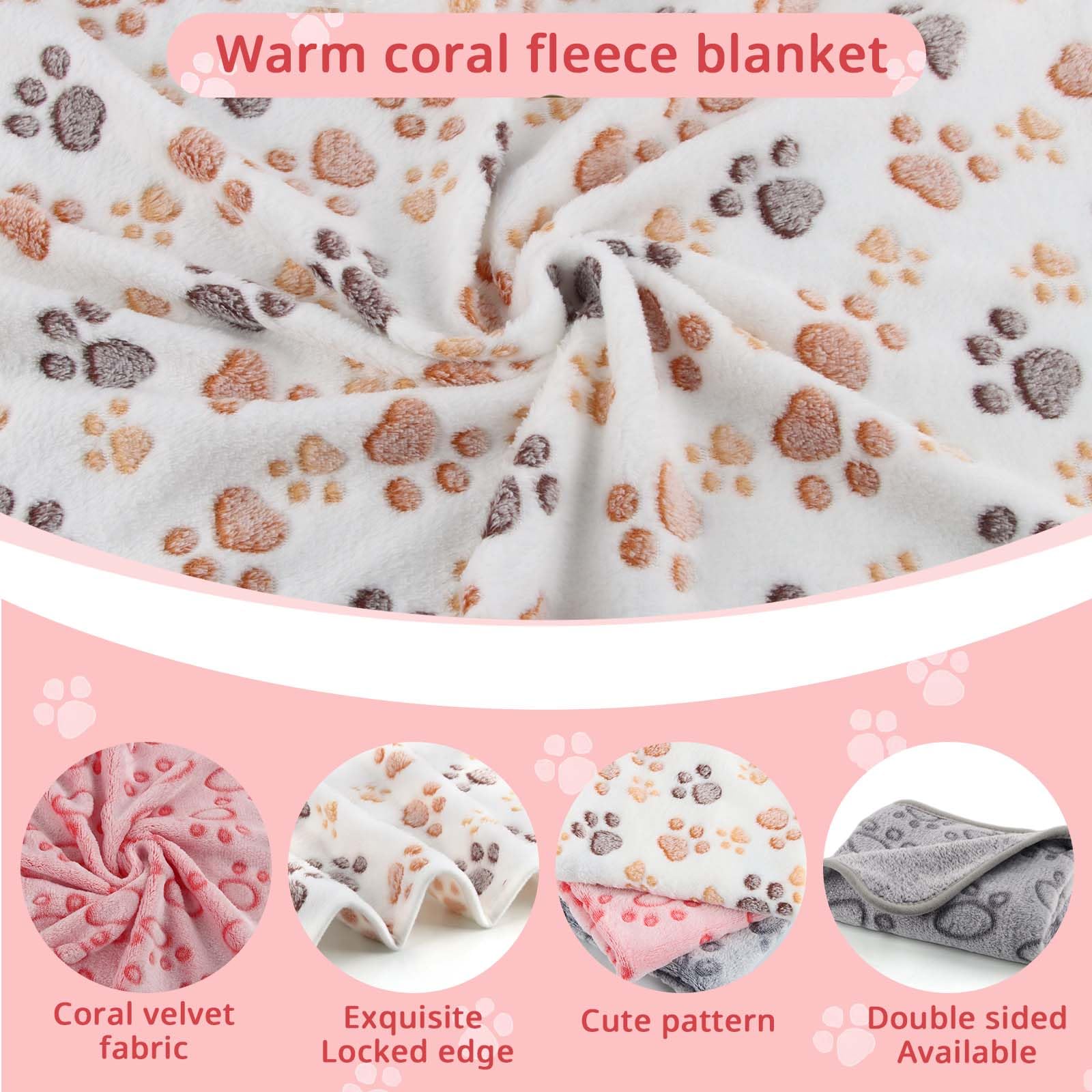 Bundle Lot de 3 couvertures en peluche douce pour chiens, chats de petite taille moyenne, lavable (3A, 60 x 40 cm)