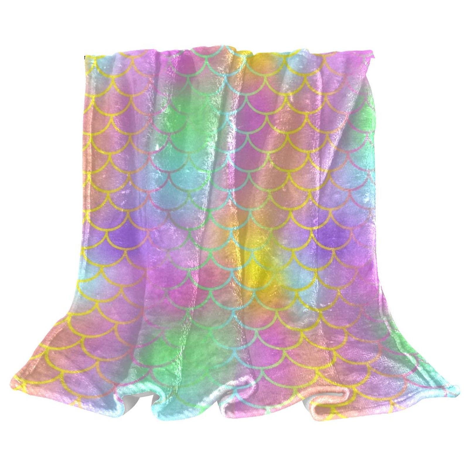 Couverture polaire lit plaid canapé jeté de lit décoratif écailles colorées de sirène