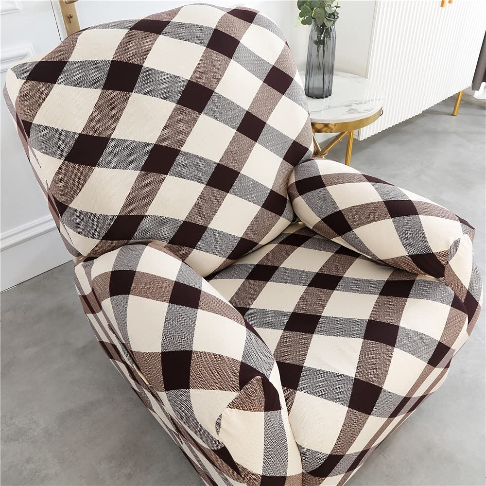 Highdi Copripoltrona Relax Reclinabile Completo 4-Pezzo Fodera per Poltrona Elasticizzato 1 Posto con Tasche, Coprisedile Poltrona Lavabile Antiscivolo Copripoltrona (Fiore d'Epoca
