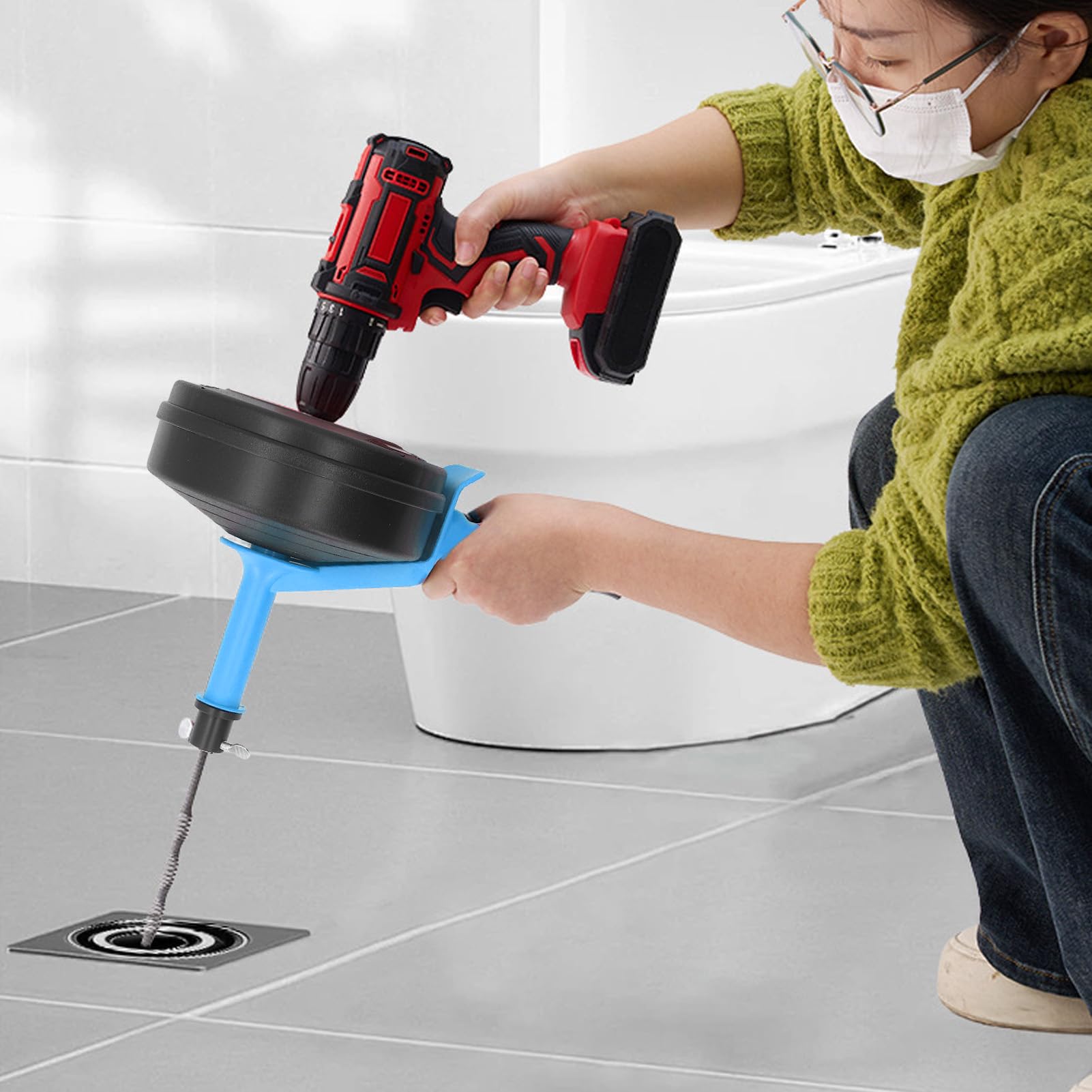 per drenaggio di serpente, 65 acciaio di manganese, alta durezza, doppie modalità, coclea di scarico dell'impianto idraulico per bagno, e bagno (7,5 m / 24,6 piedi)