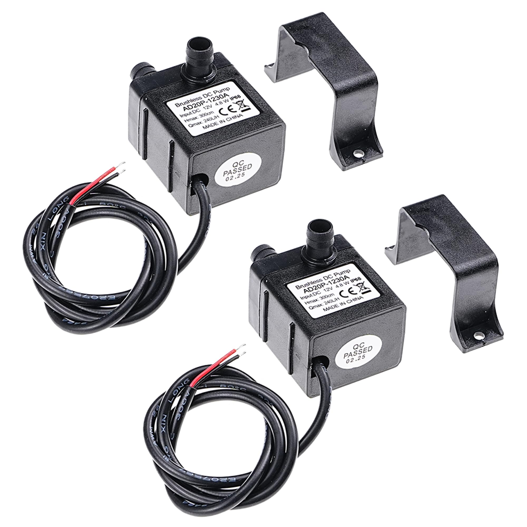 LEVANLIGHT 2Pcs Water Pump 240L/H DC 12V 4.2W Micro Brushless Pump 3M Pumping Head Ultra Quiet Water Pump for Pool Aquarium Fish Tank