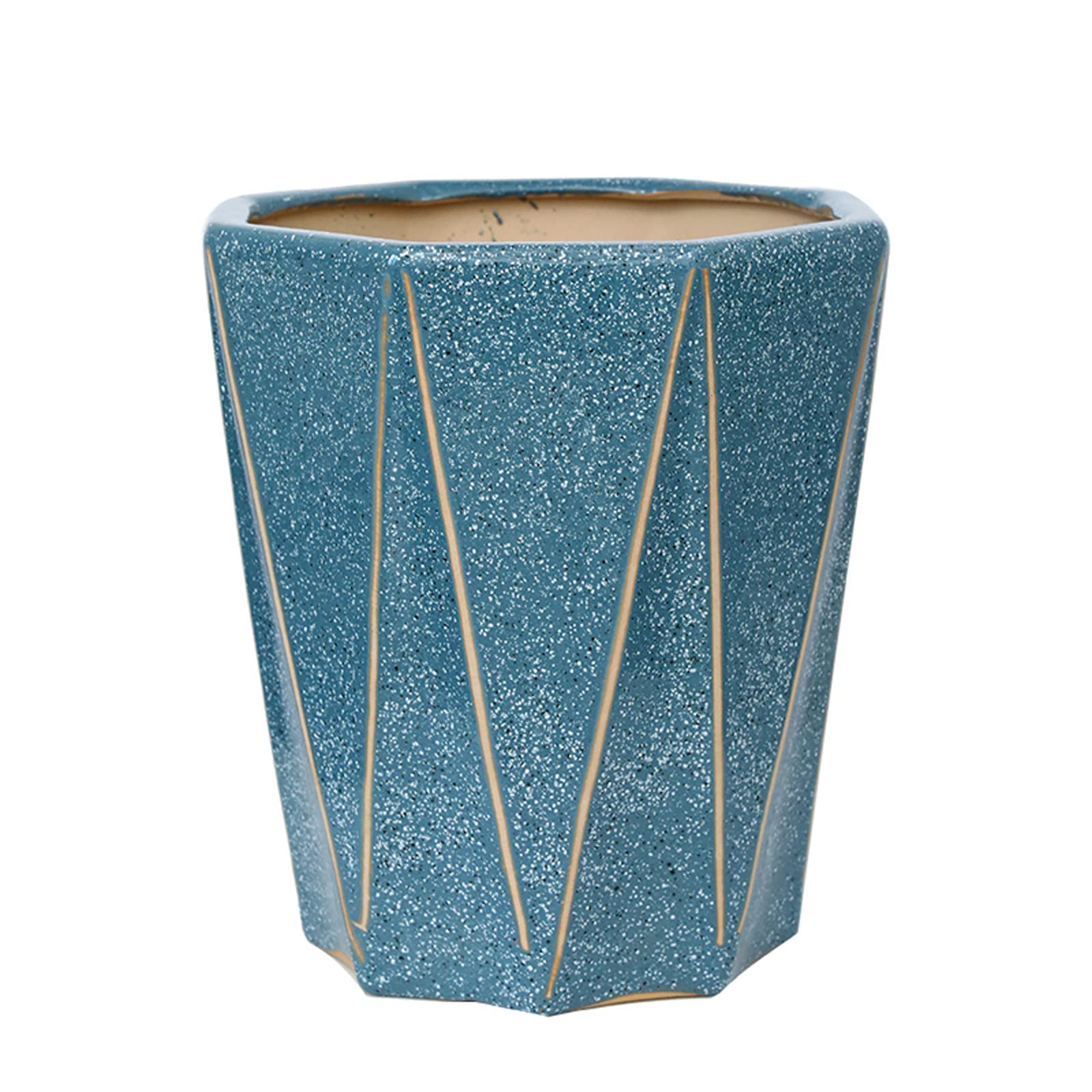 Vasi da Giardino Vasi da Fiori con Geometria da 7,8/10,2/12,5 Pollici, vasi per Piante in Ceramica a Punti Colorati con Fori di drenaggio per casa, Piante da Esterno, Blu