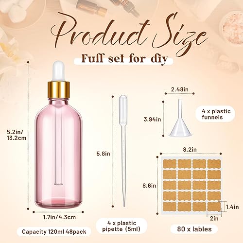 Miniatura 37 de Lallisa Paquete de 48 botellas con cuentagotas de aceite esencial, botellas de vidrio con cuentagotas para bricolaje, perfume de aceite esencial