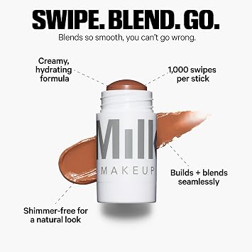 Milk Makeup Matte Bronzer, Dazed (Light Bronze) - 0.19 oz - Cream Bronzer Stick - Buildable, Blendable Colour - Matte Finish - 1,000+ Swipes Per Stick - Vegan, Cruelty Free