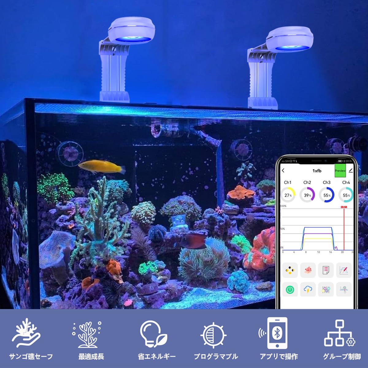 Amazon.co.jp: PopBloom 第2世代Hertz RL60 WiFi水槽ライト-内蔵