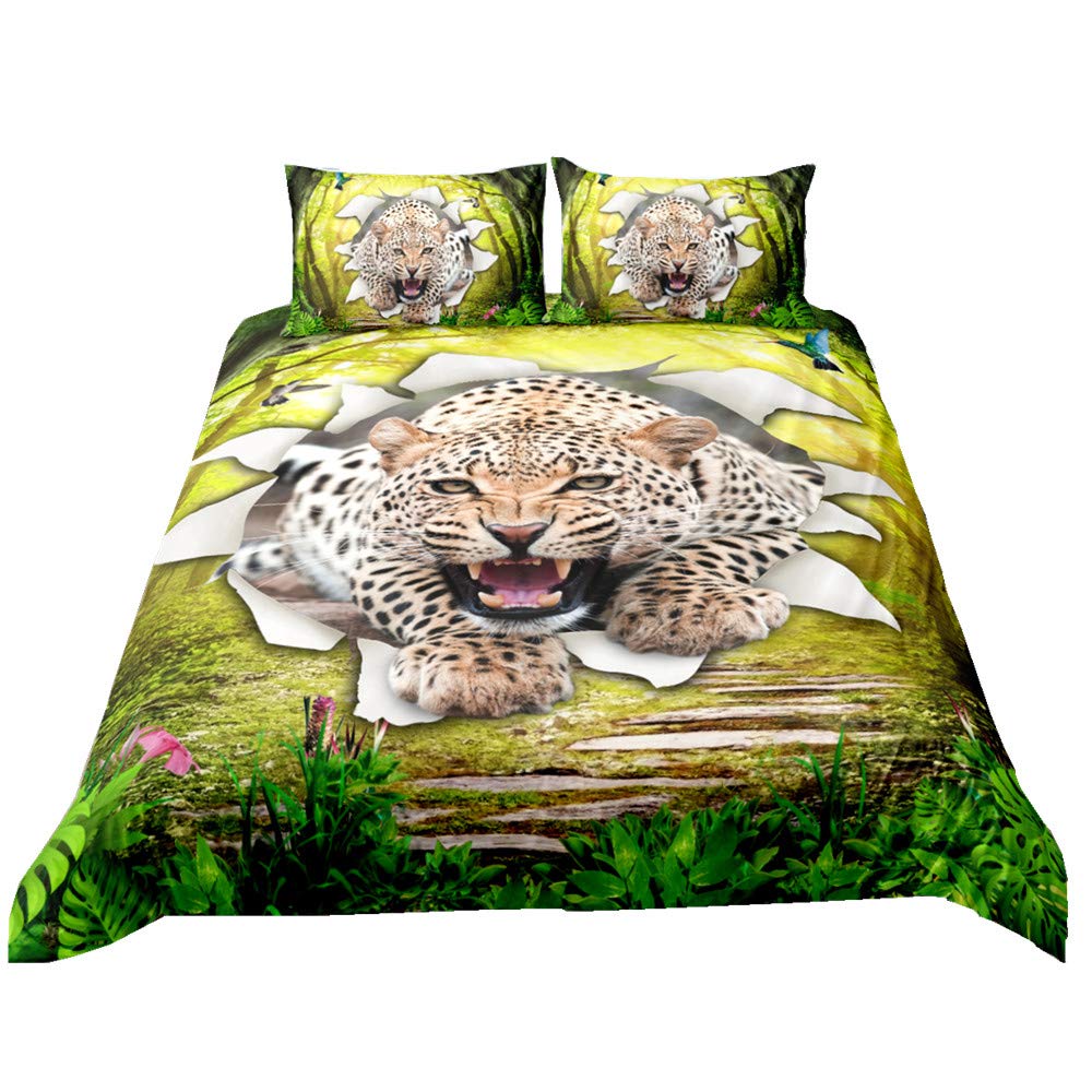 Housse de couette tigre 3D 220x240 en microfibre avec taies