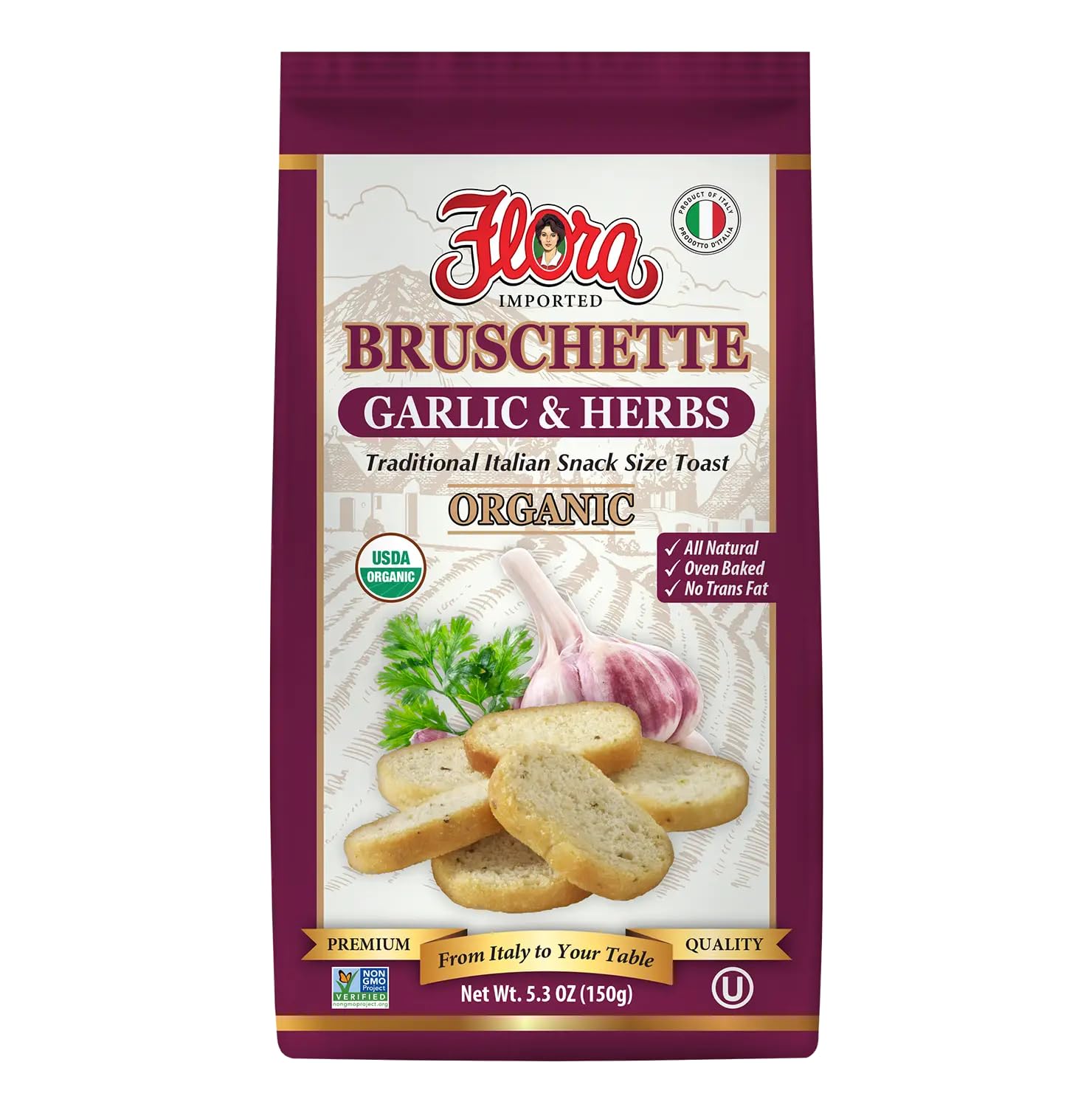 Amazon.com: Flora Foods Organic Bruschette Mini Toasts (Garlic