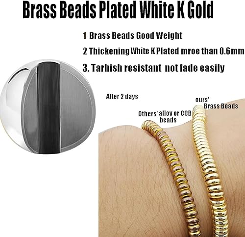 Miniatura 3 de 200 cuentas blancas mixtas en K lisas, pequeñas y redondas, de latón de larga duración, resistentes al deslustre, sin costuras, sueltas para hacer