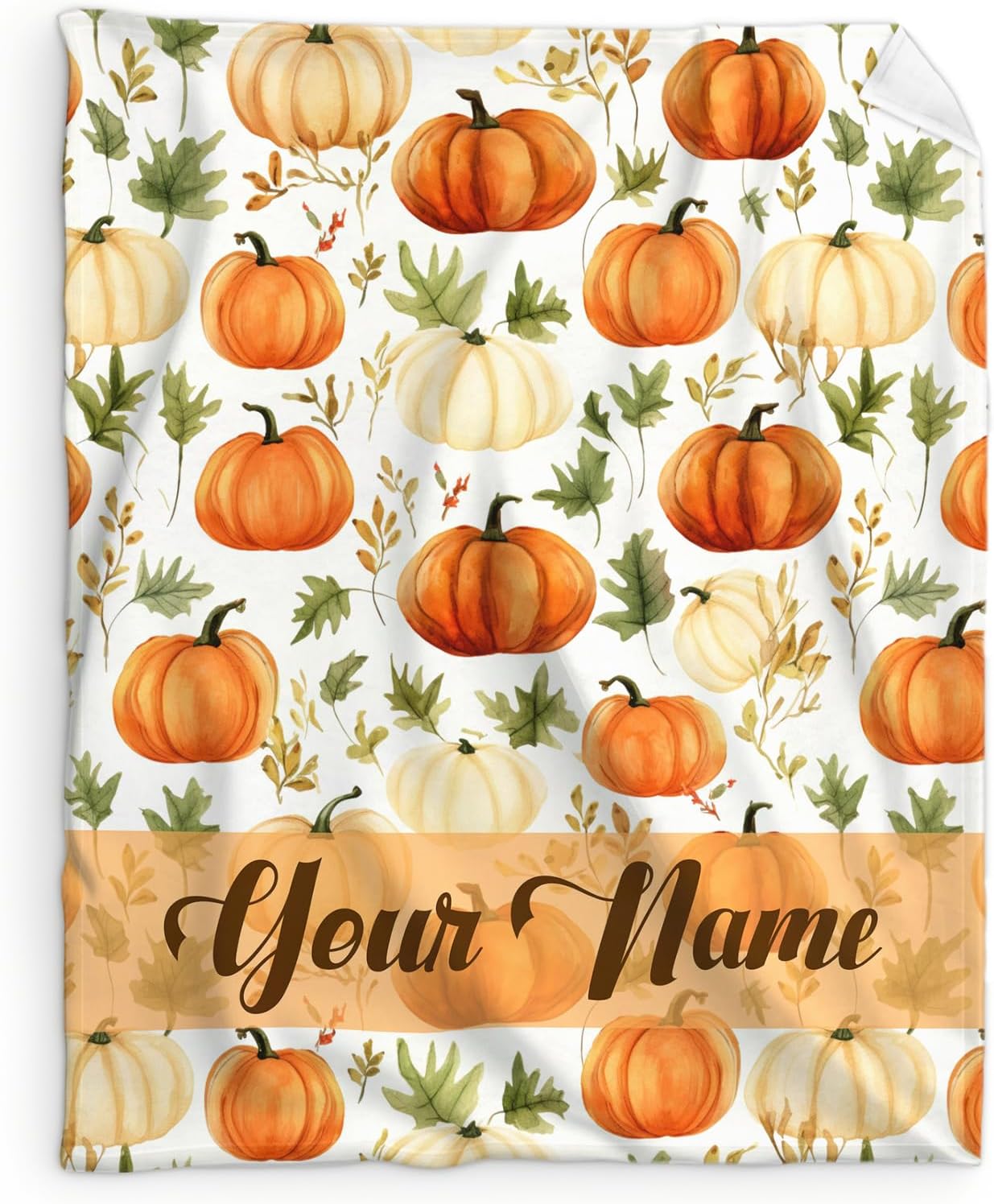 Personalized Halloween Throw Blanket - 80x60 Inches Twin Size Ghost Blanket for Adults, Women & Men - Soft Flannel Blankets for Bed, Living Rooms - Orange Spooky Fuzzy Throws Holiday Decorations